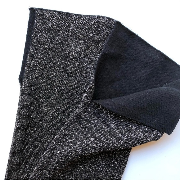 Zara Knit High Rise Black Metallic Pants Slit Leg Leggings - Picture 9 of 11